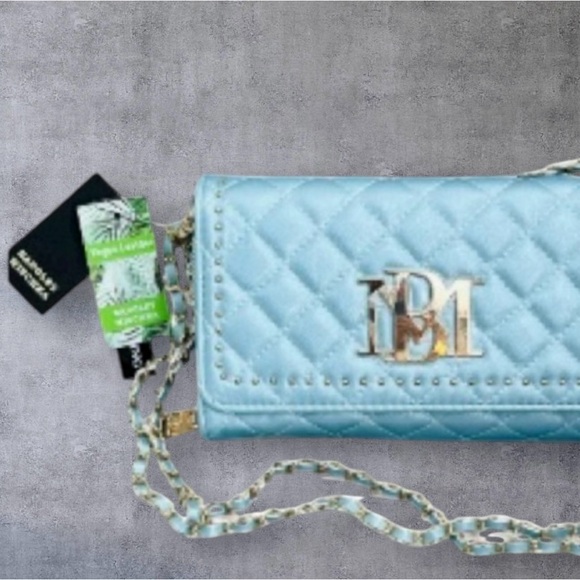 Badgley Mischka Elegant Blue Quilted Chain Bag - Picture 1 of 3